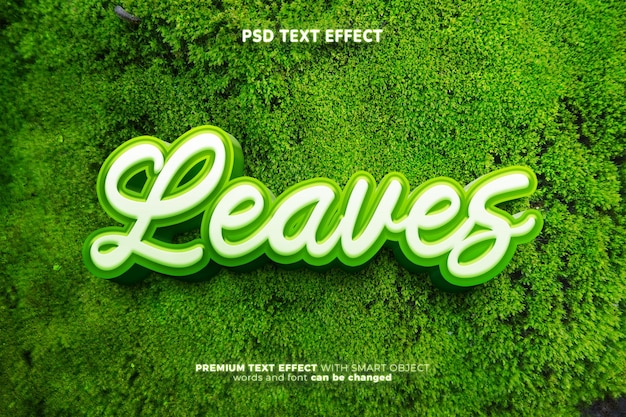 Leaves nature green luxury white 3d editable text effect style mock up