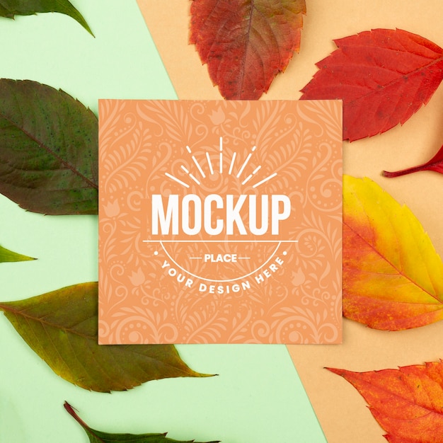 Leaves with paper mockup