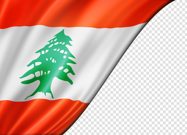 Lebanese flag isolated on white banner