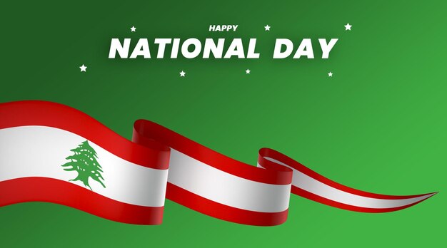 PSD lebanon flag element design national independence day banner ribbon psd