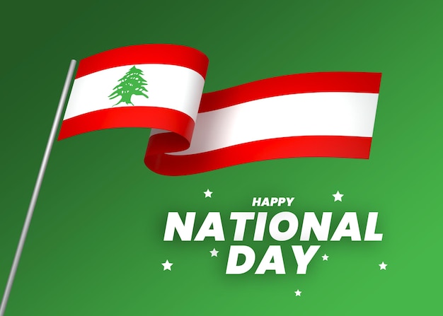 PSD lebanon flag element design national independence day banner ribbon psd