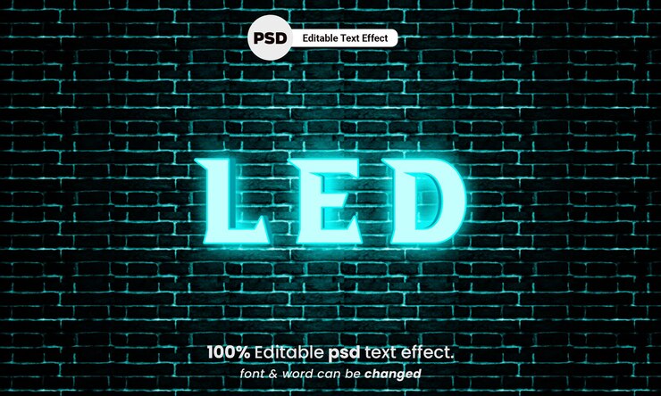 PSD led 3d 편집 가능한 psd led 텍스트 효과