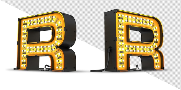 PSD led alphabet light 3d rendering, psd file.