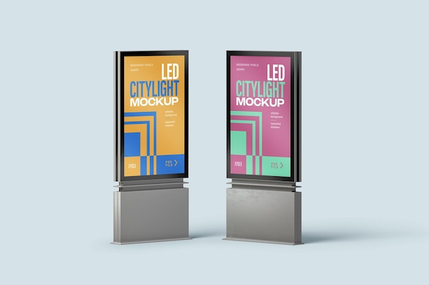 PSD mockup di poster citylight a led