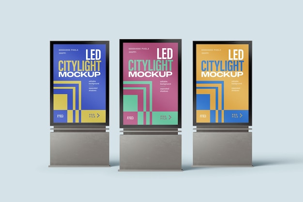 Led Citylight Poster Mockup