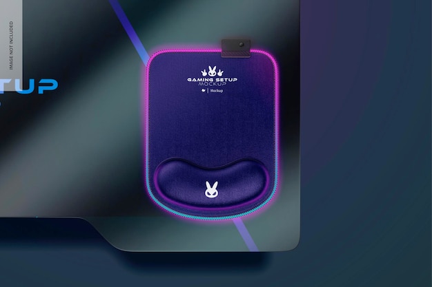 PSD led mouse pad mockup top view