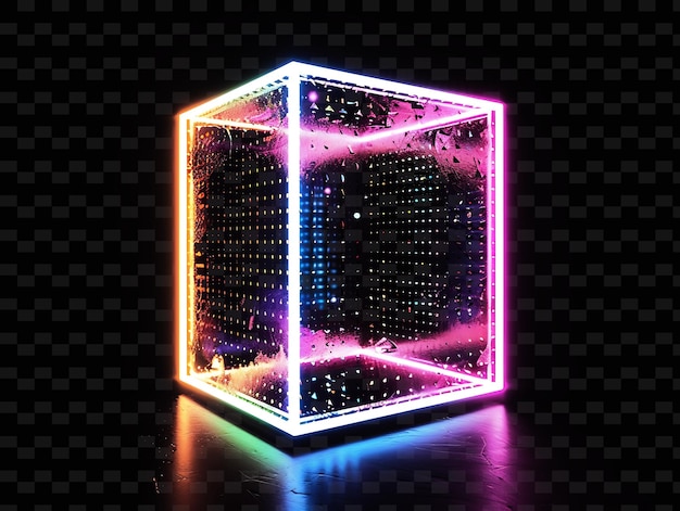 PSD led pixel cube sign met een kubusvormig bord futuristisch raam y2k vorm creatief borddecor