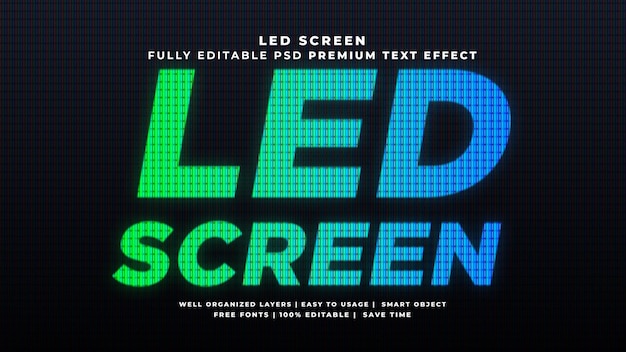 Led screen psd text effect rgb led screen text effect