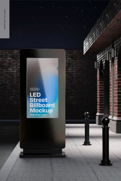 Led street billboard mockup front view