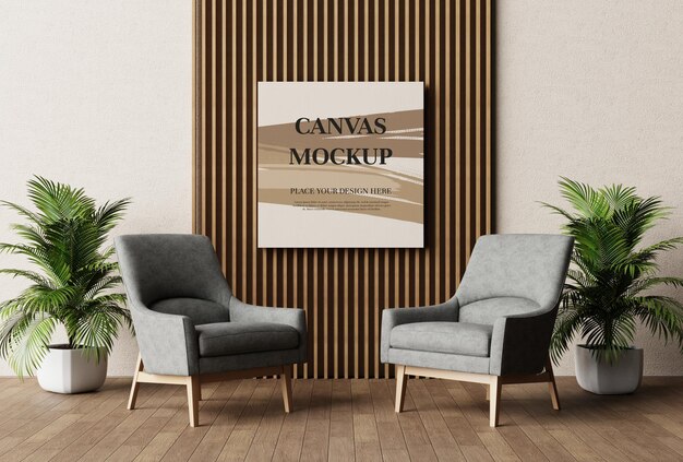 Leeg canvas frame mockup 3D-rendering