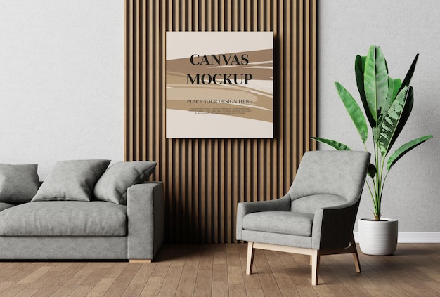 Leeg canvas frame mockup 3D-rendering