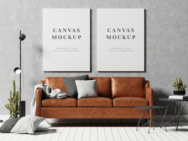 leeg canvas frame mockup 3D-rendering