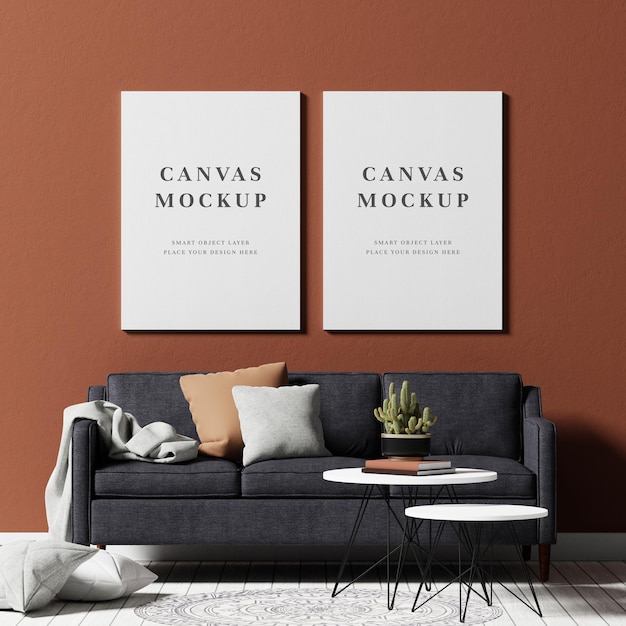 Leeg canvas frame mockup 3d-rendering