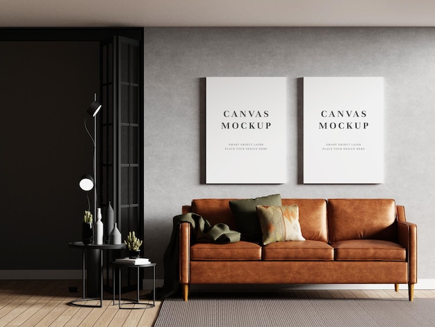 Leeg canvas frame mockup 3D-rendering