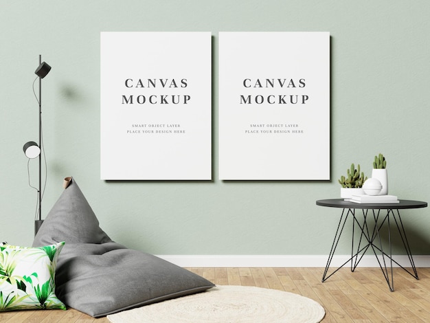 Leeg canvas frame mockup 3D-rendering