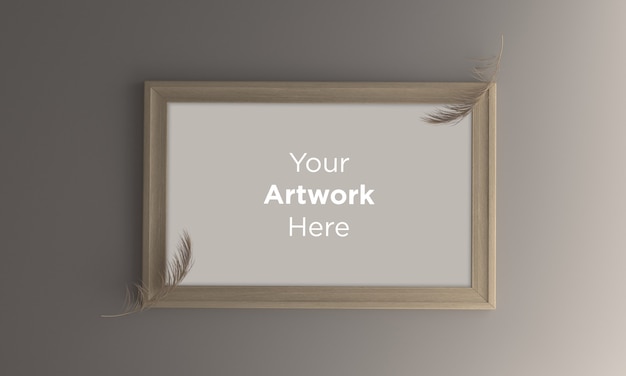 Leeg fotolijst Mockup Design met bruine bladeren