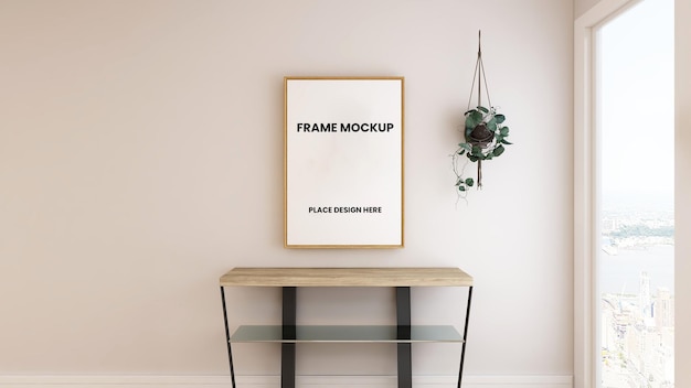 Leeg fotolijst poster mockup-ontwerp in interieur