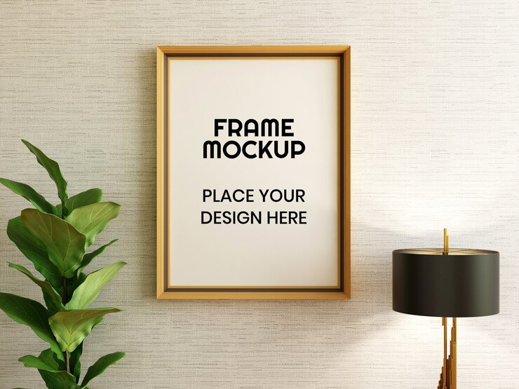 PSD leeg fotolijstmodel met plant en lamp