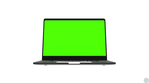 PSD leeg groen scherm van laptop notebook computer lege mockup 2d-animatie voor geïsoleerde cyberspace