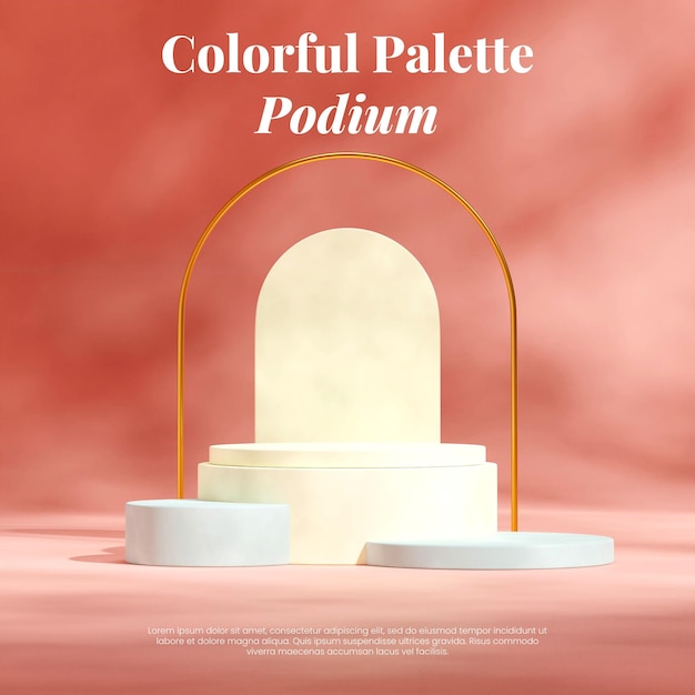 leeg mockup wit podium op vierkant met rode achtergrond 3d render afbeelding
