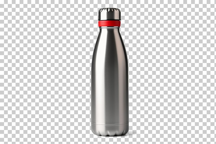 PSD leeg roestvrij thermo water fles geïsoleerd op transparante achtergrond png psd