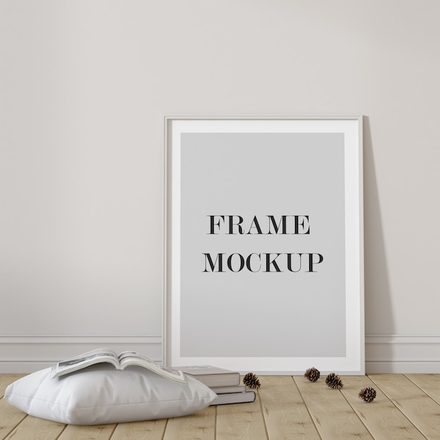 Leeg wit frame mockup met kussen