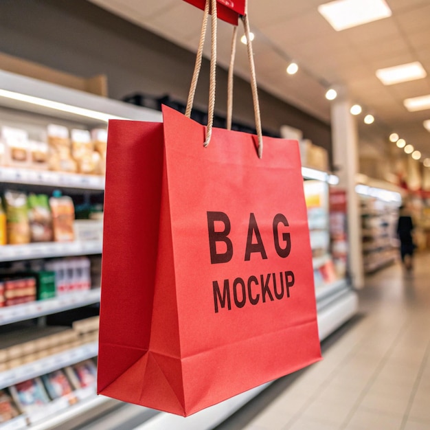 Lees papieren zak ophangen mockup