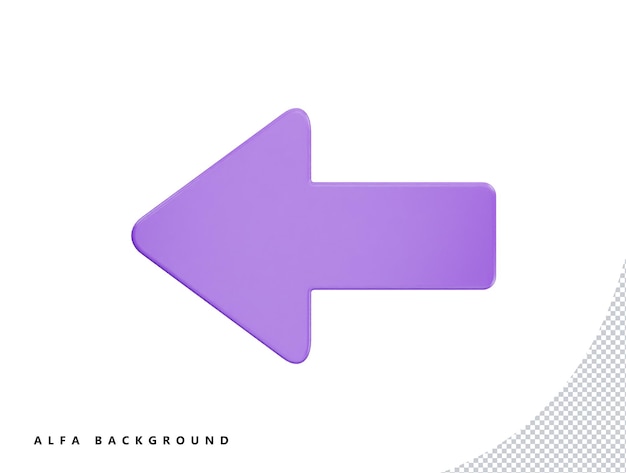 PSD left arrow with 3d vector icon cartoon minimal style