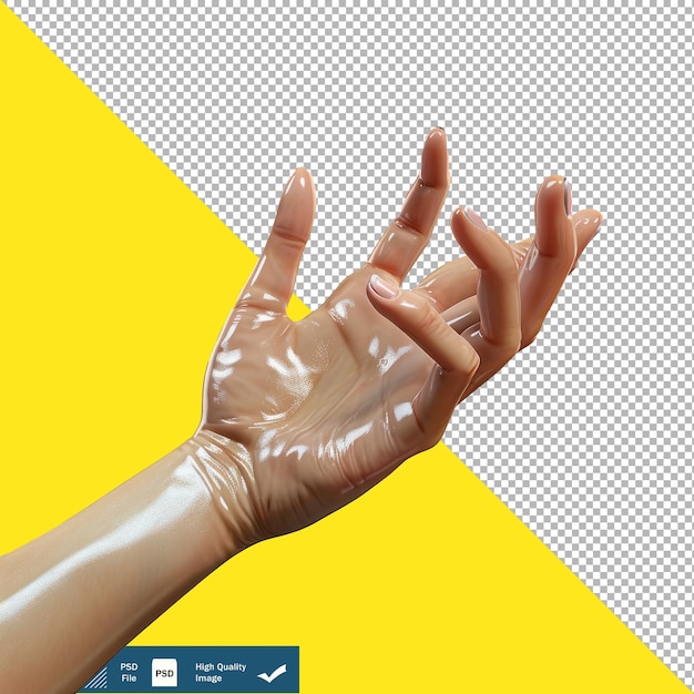 Left hand static hand gesture female transparent background png psd