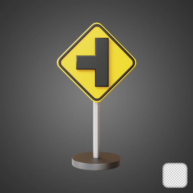 Left Lane Road Sign Traffic 3d illustration