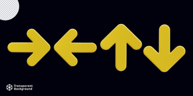 left right top and bottom arrow icon set 3d render