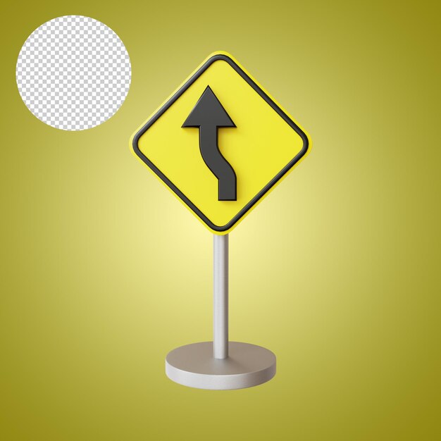 PSD left s curve road sign traffic 3d rendering