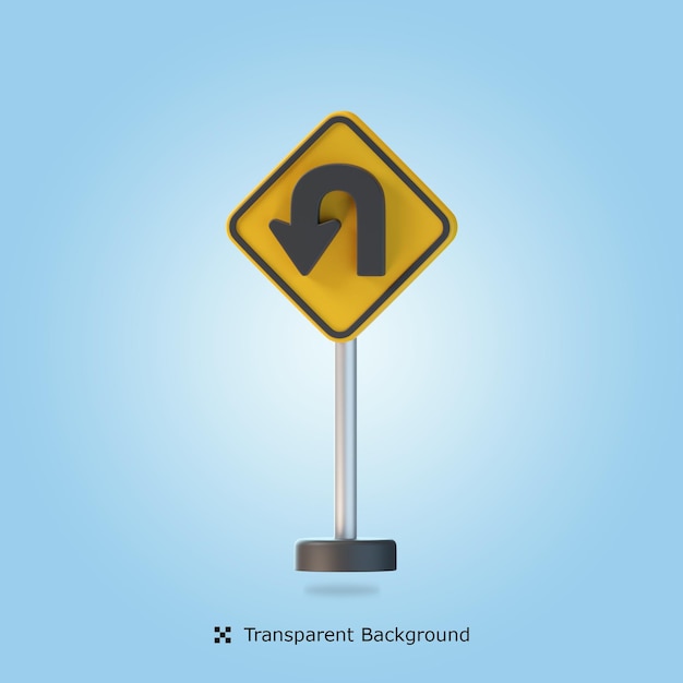 Left turn sign 3d icon illustration