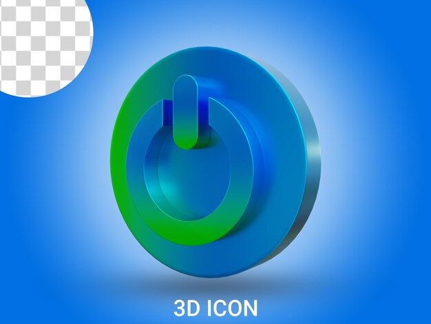 Left view 3d rendered power sign 3d icon