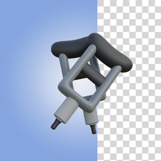 Leg crutches 3d illustration