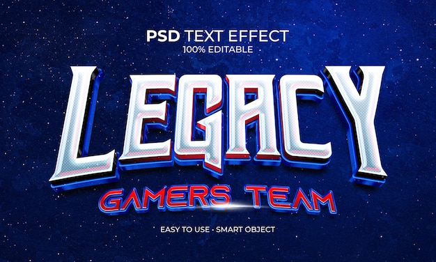 PSD legacy gamers team text effect