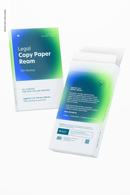 PSD legal copy paper reams mockup, floating