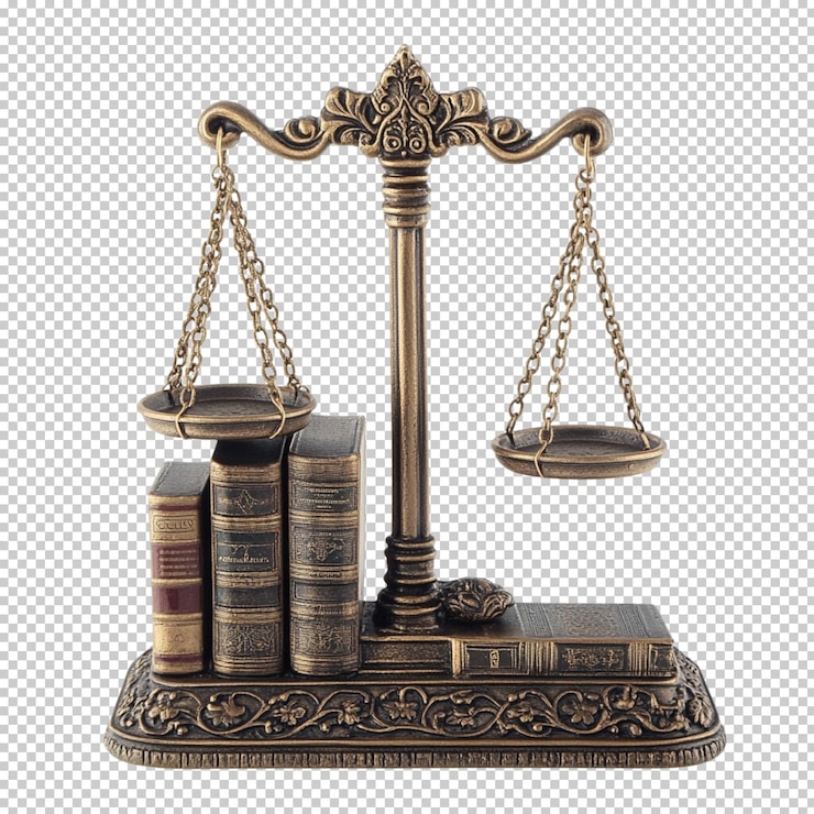 PSD legal proceedings involving the use of cameras the scales of justice isolated on transparent bg