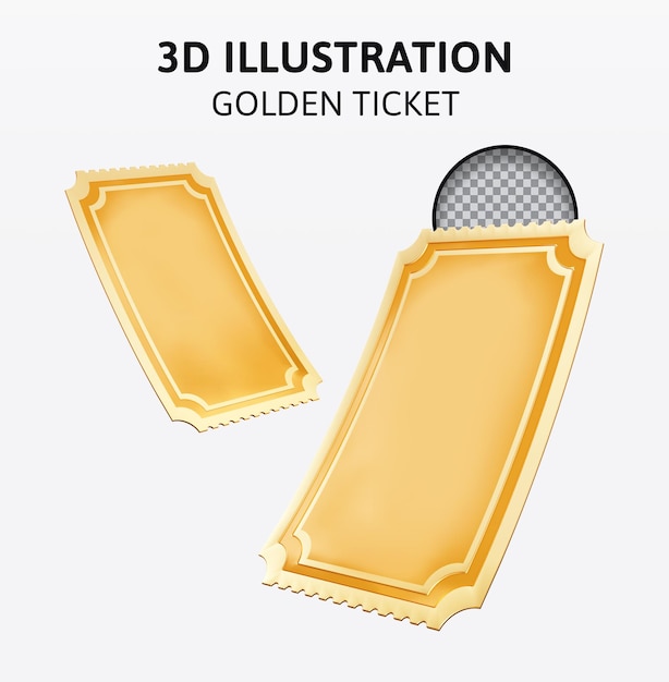 Lege gouden kaartjes 3d-rendering illustratie