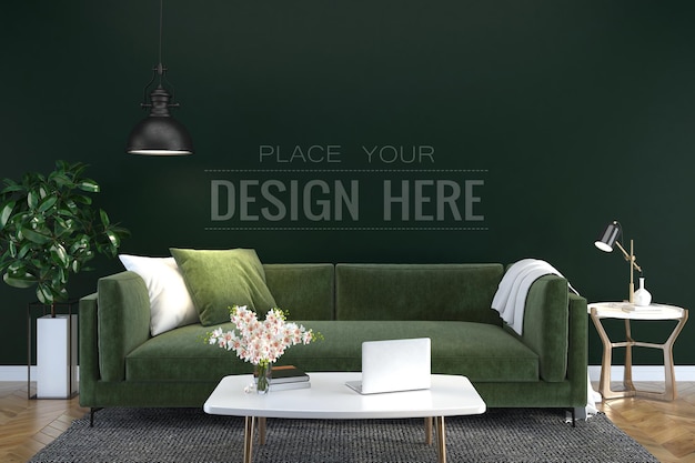 Lege muur interieur meubels 3D Psd Mockup