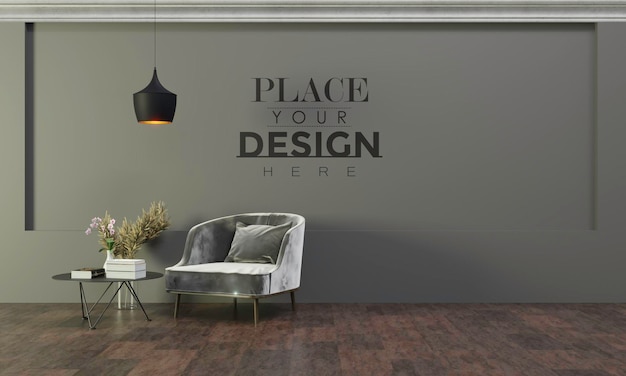 Lege muur interieur meubels 3d psd mockup