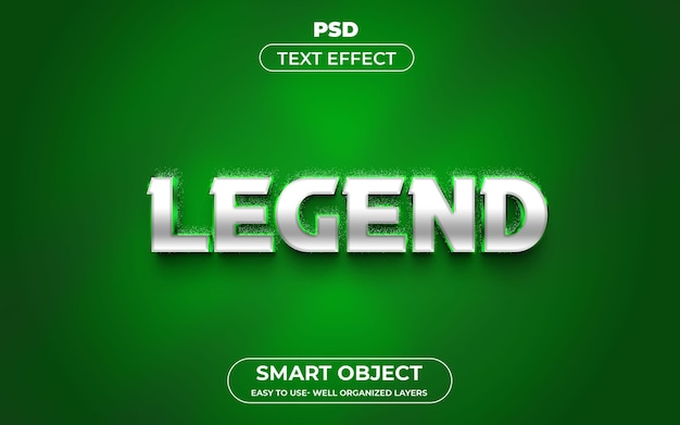 Legenda 3d edytowalny styl efektu tekstowego Premium szablon psd z tłem