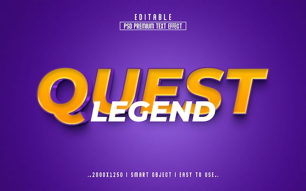 Legenda Quest 3d Edytowalny Styl Efektu Tekstowego Z Tłem Premium