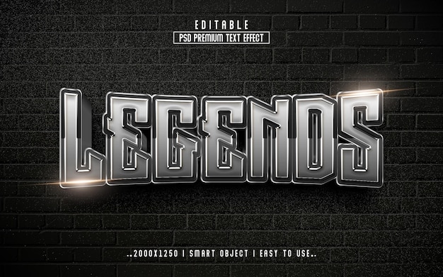 legends 3d editable text effect style