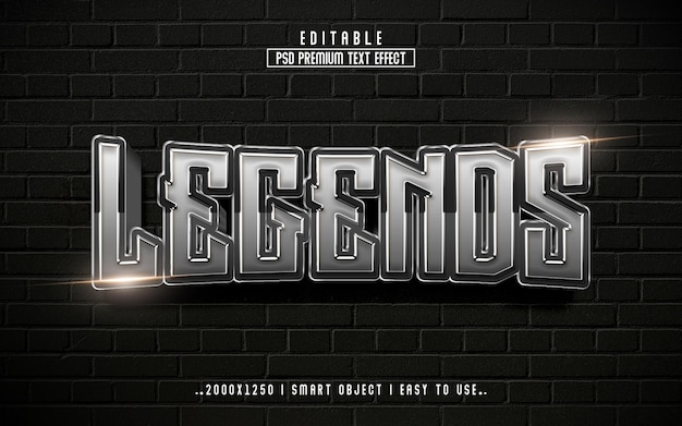 legends 3d editable text effect