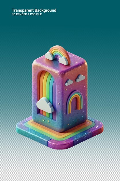 PSD a lego castle with a rainbow on it