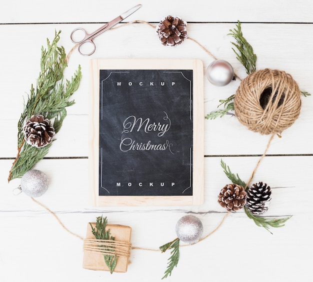 PSD lei mockup met kerst concept