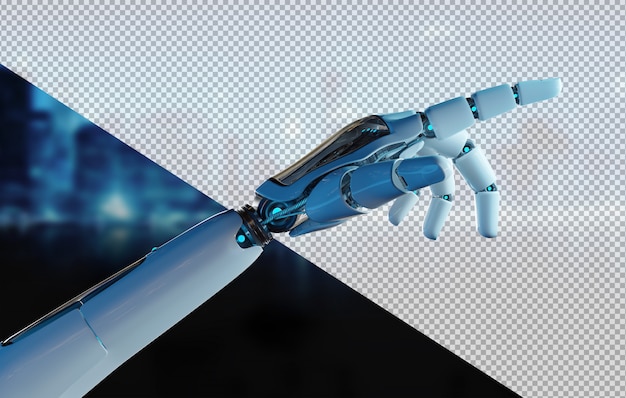 Leikattu robottikäsi osoittaa sormella