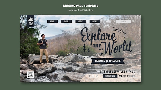 PSD leisure and wildlife landing page template