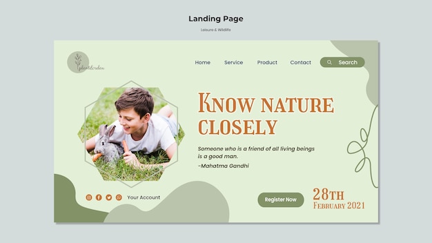 PSD leisure and wildlife landing page template